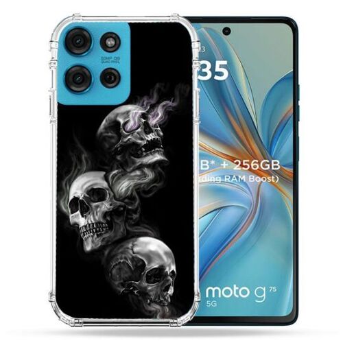 Coque Renforcée Pour Motorola G75 5g Tete De Mort Triple