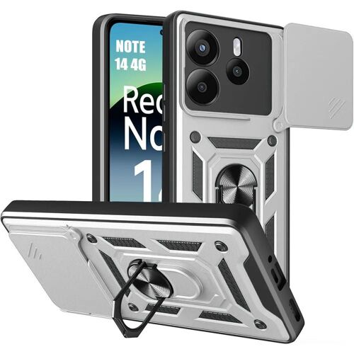 Coque Pour Xiaomi Redmi Note 14 4g (Pas Pour 5g) Protection Rigide Antichoc Avec Support Et Protection Caméra - Argenté - E.F.Connection