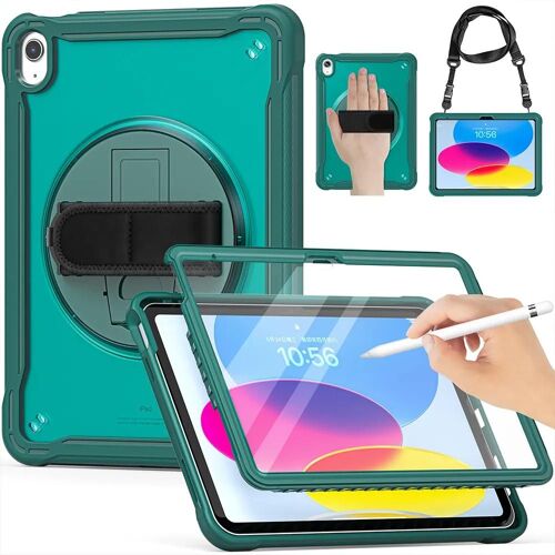 Coque Pour Ipad A16 (11"") / Ipad 10 2022 (10,9"" 10e Génération) Protection Intégrale Antichoc Avec Bandoulière - Vert Nuit - E.F.Connection