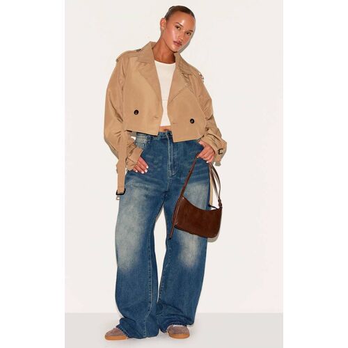 Plus Trench Court Taupe À Ceinture, Taupe