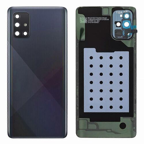 Boîtier De Batterie Avec Autocollant Et Cache D'objectif Pour Samsung Galaxy A71 4g Sm-A715 - Noir
