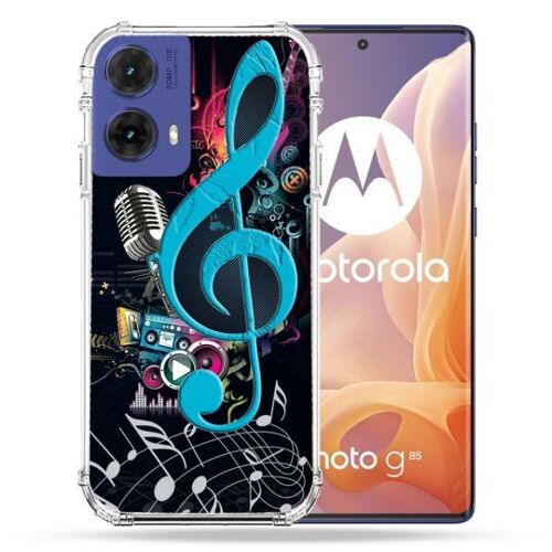 Coque Renforcée Pour Motorola G85 5g Musique Cle Sol Bleu