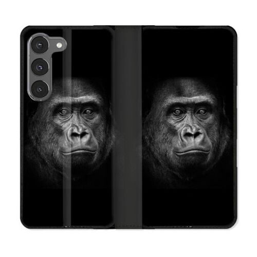 Housse Cuir Portefeuille Pour Samsung Galaxy A26 5g Animal Gorille Noir