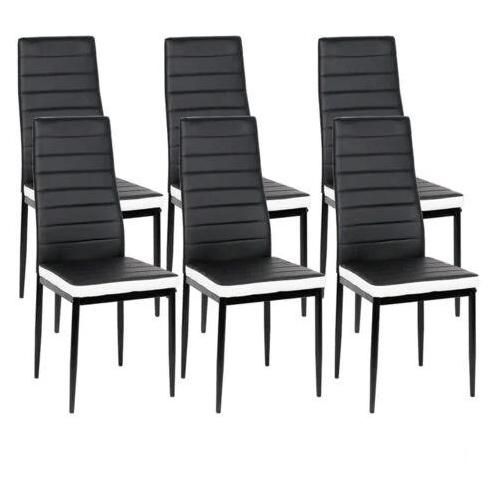 Lot De 6 Chaises Romane Noires Bandeau Blanc Pour Salle A Manger