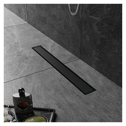 SIRHONA Caniveau Douche Noir Italienne 60cm à carreler, Siphon de Sol Douche Modèle 2 en 1, Acier Inoxydable