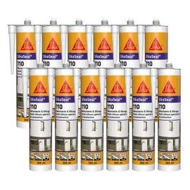 12x Mastic silicone SikaSeal 110 Menuiserie & Vitrage 300ml SIKA - Couleur: Translucide