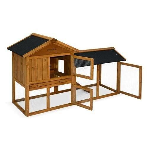 Clapier En Bois Hotot Pour Lapin Et Autres Rongeurs. 4 Lapins. Cage À Lapin Avec Enclos. Espace Intérieur Et Extérieur. Poulailler