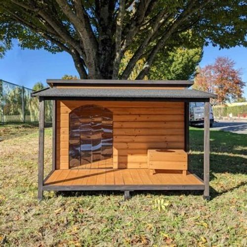 Niche À Chien Berger Allemand Avec Toit Ouvrant Shingle Et Terrasse Taille L