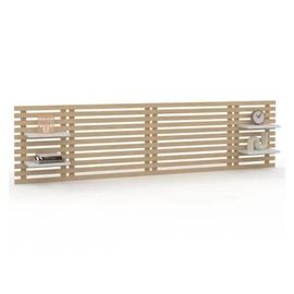 Tête De Lit Lattes Ava 240 Cm Bois Clair Et Étagères Blanches