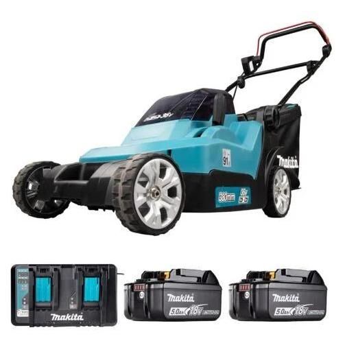 Makita Tondeuse à gazon 2x18V/4Ah, avec 2 batteries et chargeur DC18RD - DLM382PM2