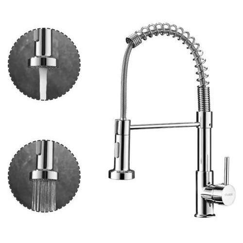 Robinet Cuisine avec Douchette Pivotant à 360° STANEW Robinet Cuisine à Ressort 2 Modes de Pulvérisation. (Argent, Small)