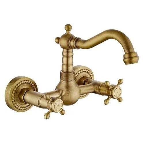 Robinet cuisine, Robinet de cuisine Mur Robinet lavabo vintage avec laiton avec eau froide et chaude mélangeur d'évier antique (bronze )