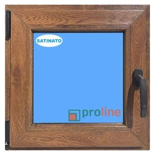 Fenêtre PVC H500 mm X L500 mm chêne doré, Oscillo-battante Tirant Gauche Verre Dépoli