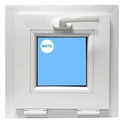 Fenêtre PVC H400 mm X L400 mm Blanc, À Soufflet Abattant Verre Dépoli