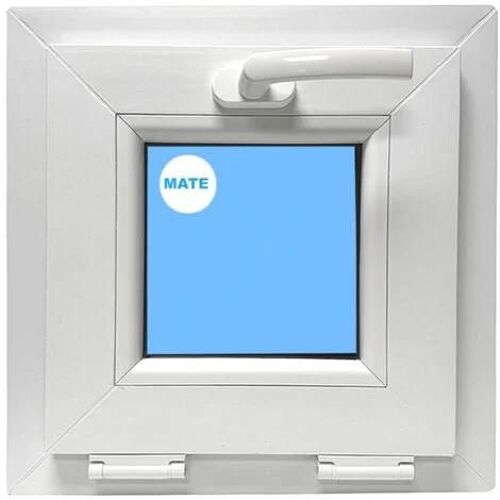 Fenêtre PVC H400 mm X L400 mm Blanc, À Soufflet Abattant Verre Dépoli