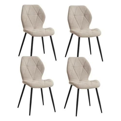 Wokaka Lot de 4 chaises - chaise de salle à manger vintage en forme de diamant - chaise en lin - pieds en métal(beige)
