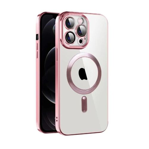 Coque iPhone 12 MagSafe TPU - Texture CD,Film d'objectif,Couleur rose