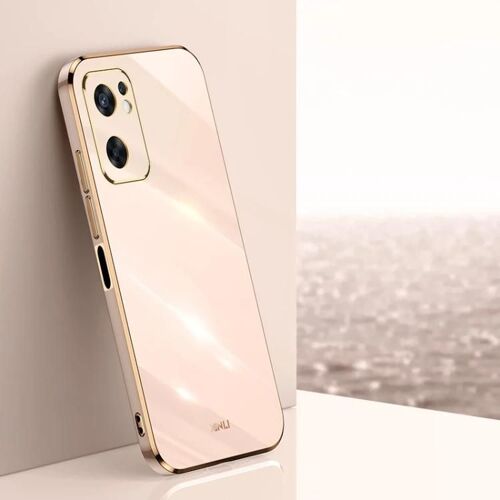 Coque de téléphone en TPU pour OPPO Reno7 SE - Placage 6D Bord Or,Rose Rose
