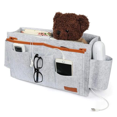 Grand Feutre Chevet Caddy Organisateur Sac De Rangement De Chevet Robuste Porte-Bouteille D'eau Téléphone Ménage Canapé Livres Télécommande