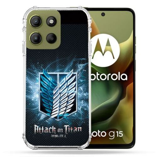 Coque Renforcée Pour Motorola G15 Manga Attaque Titans Noir