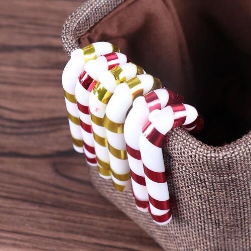 6pcs Noël en plastique cannes de bonbon de couleur aléatoire cannes de bonbon pour Noël ornements décorations de fête