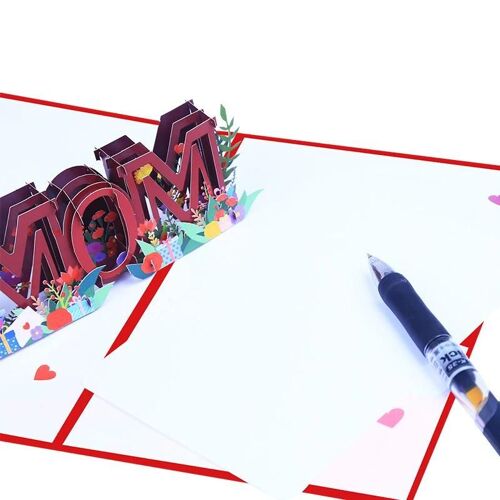 Pop-up carte de voeux 3D lettre maman carte en papier imprimé cadeau de fête des mères