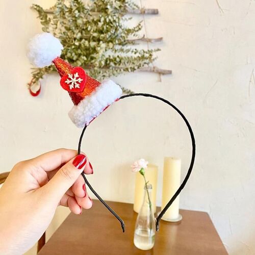Bandeau de Noël Cerceau de cheveux avec chapeau de Père Noël en peluche Décor Glittery Festival Costume Tête Cheveux Accessoires Pour Femmes Enfants Papillon