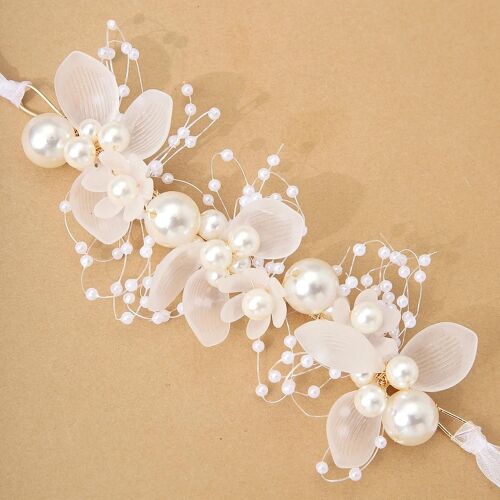 Mariage Poignet Fleur Perle Poignet Corsage Cérémonie Bal Mariée Bracelet Main Fleur Décor Pour Mariée & Demoiselle d'honneur Bleu