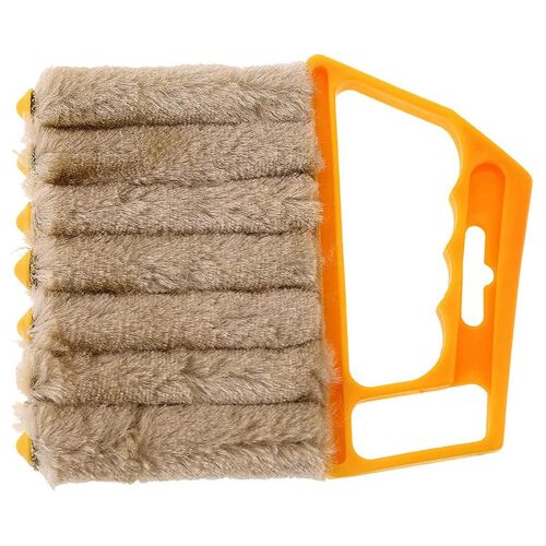 Outils de nettoyage des stores de fenêtre Volets amovibles Brosse plumeau avec 7 manchons en microfibre pour climatiseur Sortie de ventilation Jaune