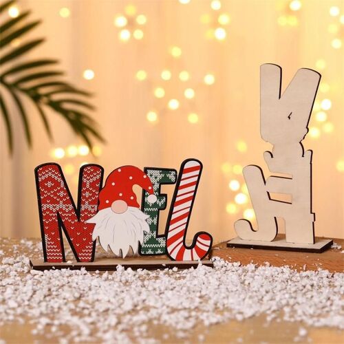 Décorations de table en bois de Noël Ornements en bois spéciaux Artisanat en bois pour la maison Table de fête de Noël A