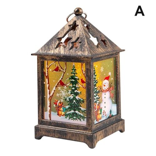 Éléments De Noël Led Lanterne Rétro Lampe De Bureau Ornement Noël Décoration De La Maison A