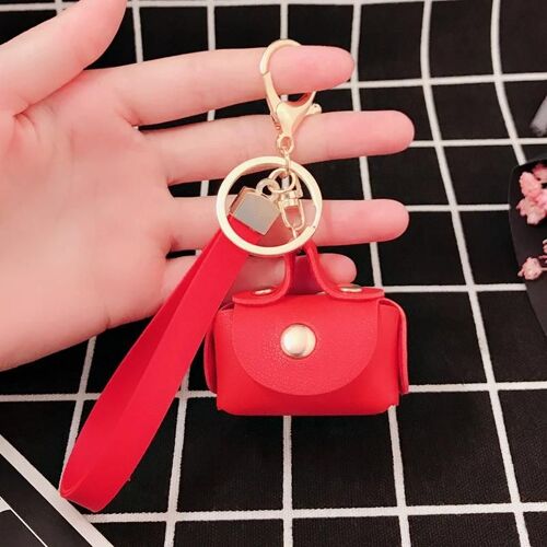 Mini Porte-Clés Decor Multifonctionnel Pu Simulation Sac Monnaie Porte-Monnaie Ornement Filles Comme Pendentif Pour Sac À Dos Rouge