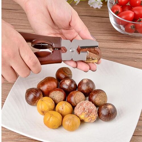 Clip en châtaignier en acier inoxydable Pince en noyer multifonctionnelle Clip d'ouverture en métal Gadgets de cuisine pratiques Nouveau