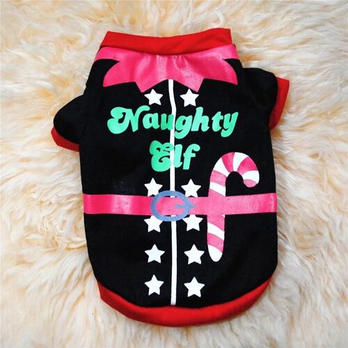 Chemise Pour Chien Noël Vêtements Pour Chien Père Noël Coton Respirant Doux Chien Costume Noël D'hiver Pour Chiens Chat Chiot Noir,Xs