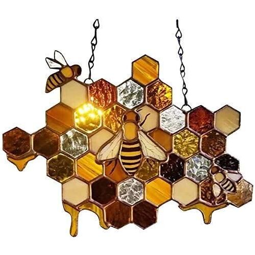 Reine & Abeille Protéger Miel Suncatcher Abeille Miel Mosaïque Fait À La Main Décoration De La Maison Art Mural