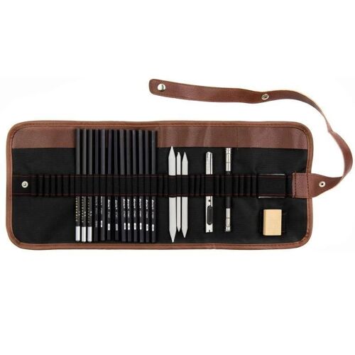 21pcs Esquisse Dessin Art Outil Set Avec Crayons Fusain Outils D'esquisse