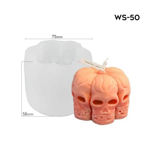 Pochoirs De Bougie De Crâne Pochoirs De Bougie En Silicone 3d Pour La Fabrication De Savon De Bougie Bricolage Halloween Drôles Outils De Fabrication Ws-50