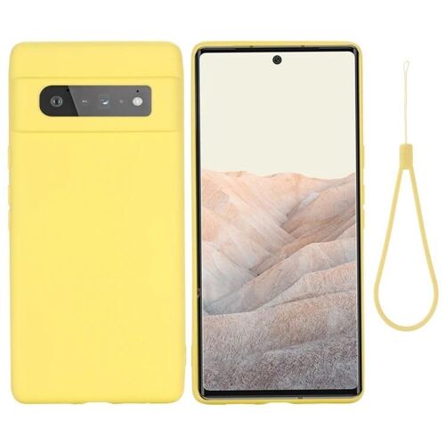 Coque Google Pixel 6 Pro - Silicone liquide de couleur pure,antichoc,couverture complète,rouge et jaune jaune