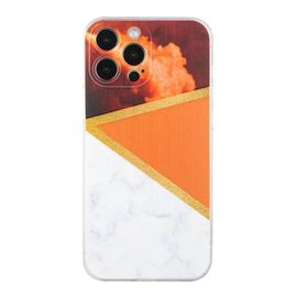 Coque Iphone 14 Pro Max - Coque Tpu Marbré Surpiqûres Orange Par Sunsky Orange