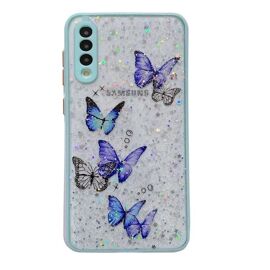 Coque de téléphone Samsung Galaxy S22+ 5G - Vert Papillon Glitter Housse TPU Vert
