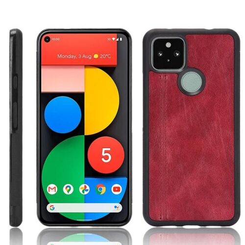 Coque Google Pixel 4a 5G - Motif de vache antichoc PC + PU + TPU Cover Rouge