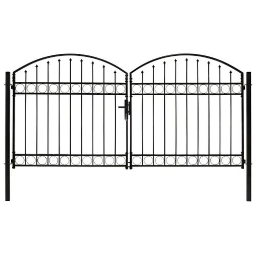 Prolenta Premium - Portillon Double Porte Avec Dessus Arqué Acier 300x125 Cm Noir
