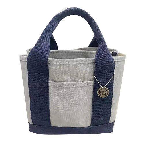 Grande capacité Multi-poche Sac à main Portable Femmes Fourre-tout Élégant Fermeture Éclair Sac à bandoulière Gris Bleu
