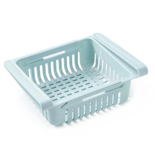 Organisateur de rangement de réfrigérateur Rack de stockage de couche Cloison de réfrigérateur Tiroir coulissant Porte-aliments Bleu
