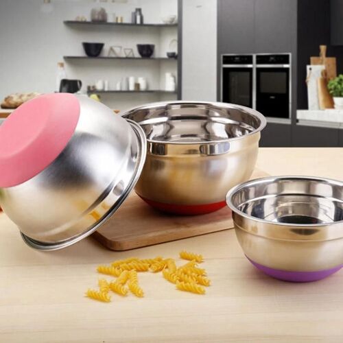 Bol En Acier Inoxydable Avec Couvercle D'étanchéité Sans Épaississement Magnétique Fond En Silicone Pot À Salade Cuisson Oeuf Ustensiles De Cuisine Bleu Ciel