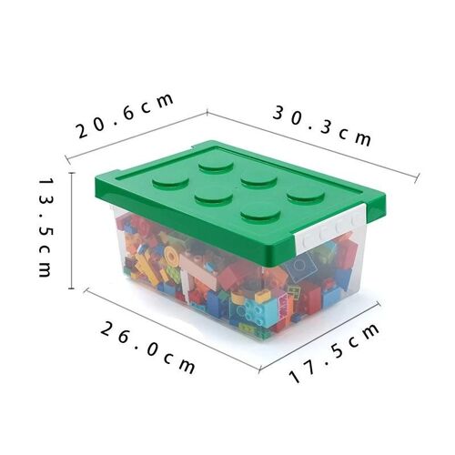 Boîte De Rangement En Plastique Boîte À Jouets De Rangement En Plastique Empilable Avec Couvercle Pour Le Stockage Blocs De Construction Boules Puzzles Vert,Petit