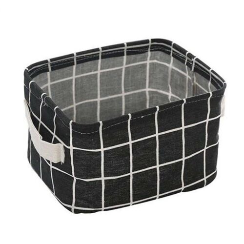 Bacs de rangement en toile Organisateurs de paniers Tissu pliable Bacs de rangement en mélange de coton et de lin pour livre de maquillage Panier de jouets pour bébé Noir
