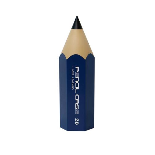 Crayon Forme Crayon Seau Double Couches Papeterie À La Mode Boîte Pour La Maison Bleu