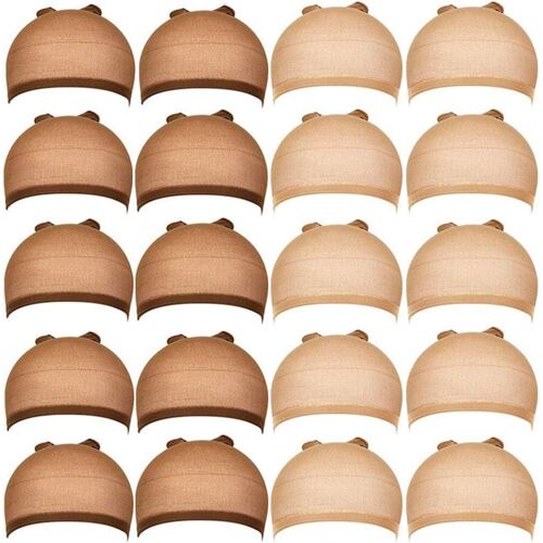 Kalanka-Nylon Wig Caps,Paquet De 12 Wig Caps Stocking 6 Pack Chapeaux Brun Filet + 6 Pack Nude Caps Extensible Cheveux Fin Snood Pour Les Femmes Et Les Hommes 