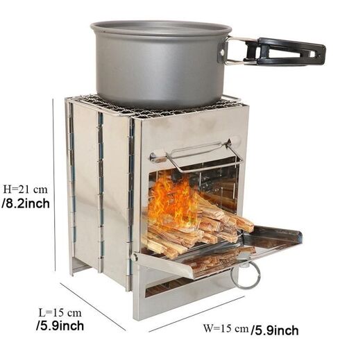 Réchaud De Camping Portable Moins De Fumée Réchaud À Bois En Acier Inoxydable Extra-Stable Pour Le Barbecue Camping Randonnée